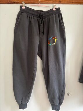 Nike Charcoal Jogger Sweatpants with Multicolor Swoosh Motif